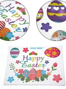 4pcs/Set Easter Cartoon Egg Pattern Static Cling Window Glass Sticker, No Glue Self-Adhesive Holiday Decoration - Multicolor - View 6