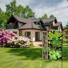 1pc Happy St. Patrick's Day Garden Flag (Flagpole Not Included), 12x18 Inch Vertical Double Sided Buffalo Plaid Small Yard Flag - Multicolor - View 3