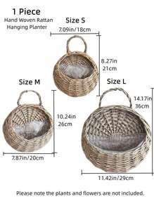 1 chiếc giỏ treo trang trí dệt thủ công dùng để treo tường, trang trí cây cảnh trong nhà, trang trí nhà cửa, trang trí phòng, trang trí tường - Xám - Xem 2