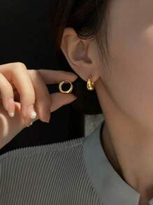 1對西部復古小金屬耳環,極簡時尚風格女士日常佩戴耳釘