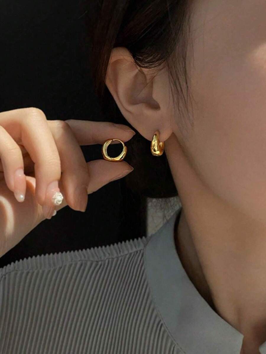 1對西部復古小金屬耳環,極簡時尚風格女士日常佩戴耳釘