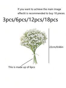 3入組/6入組/12入組/18入組-人造嬰兒氣息綠葉噴霧，真實觸感白色假花婚禮派對花束中心裝飾和裝飾聖誕裝飾家居裝飾