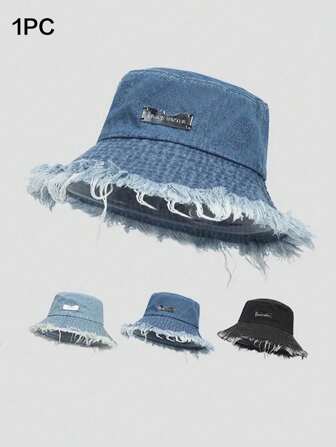 1入女士牛仔帽，春夏款漁夫帽，嘻哈風漁夫帽，經典拼接帽，適用於日常生活和休閒街頭穿搭的戶外遮陽帽
