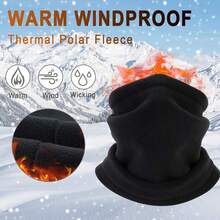 1pc Adjustable Polar Fleece Neck Gaiter, Neck Cover, 3-In-1 Multifunctional Hat , Ideal Choice For Gifts - Black - View 2