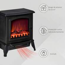 HOMCOM Chimenea Eléctrica Portátil 1000/2000W con Llama Simulada Termostato Ajustable y Protección Sobrecalentamiento para Salas de hasta 25 m² 36,5x24x45,5 cm - Negro - Ver 4