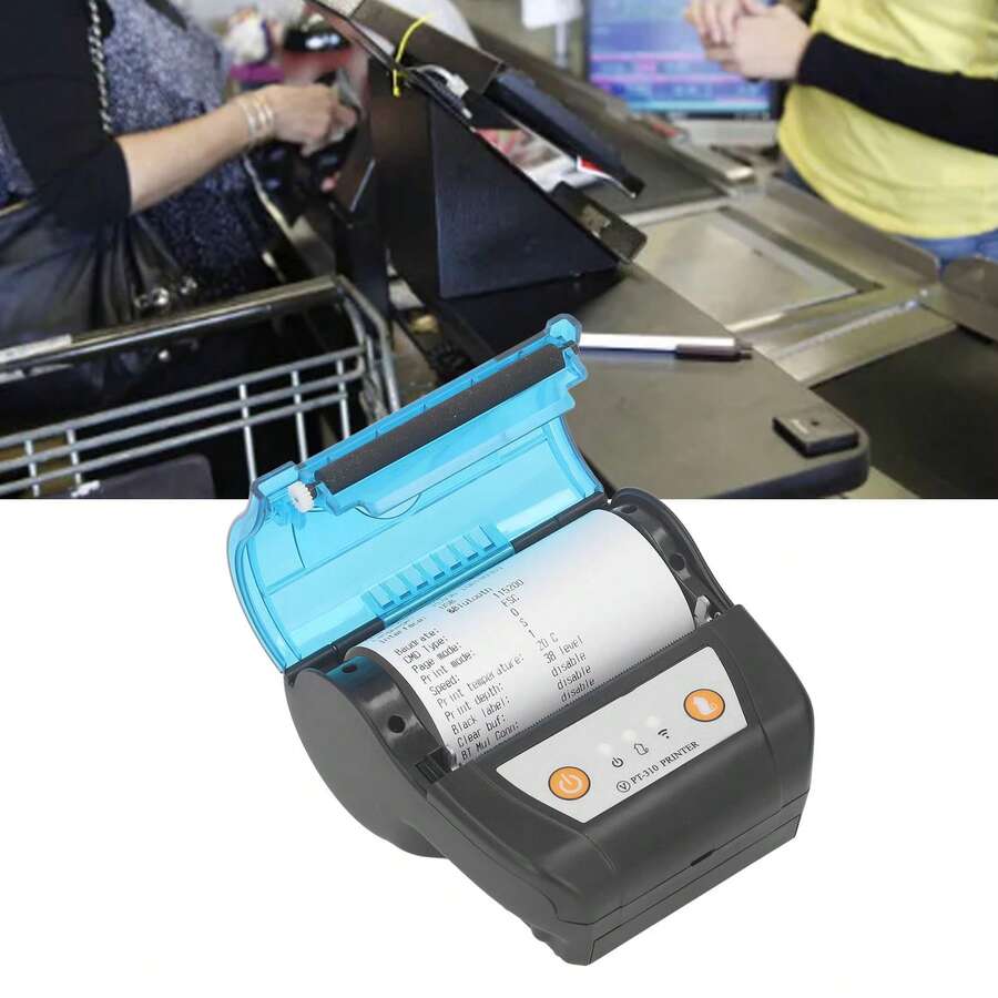 Impresora Portátil de Recibos con Bluetooth, Impresora de Etiquetas de 80mm, Máquina de Impresión Térmica Inalámbrica, Batería Integrada para Viajes, Oficina y Hogar - Negro - Ver 1