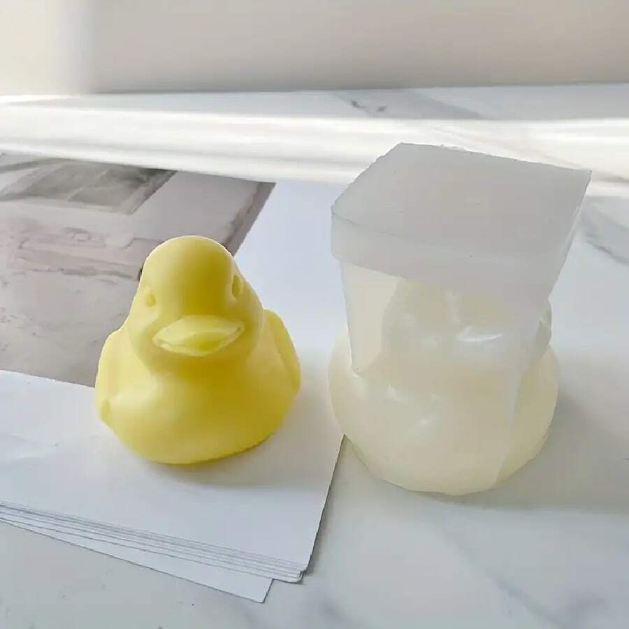 3d小黃鴨矽膠模具、diy鴨子水晶掉膠樹脂模具,可製作香薰石膏蠟燭飾品 - 白色 - 查看 1