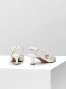 Zapatos de tacón de mujer Hebilla Liso Zapatillas abiertas Elegante - Blanco - Ver 6
