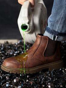 Botas De Trabajo De Punta De Acero Para Hombres Y Mujeres, Ligeras, Transpirables, Cómodas, Anticolisión Y Antipunción - Marrón - Ver 4