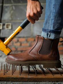 Botas De Trabajo De Punta De Acero Para Hombres Y Mujeres, Ligeras, Transpirables, Cómodas, Anticolisión Y Antipunción - Marrón - Ver 1