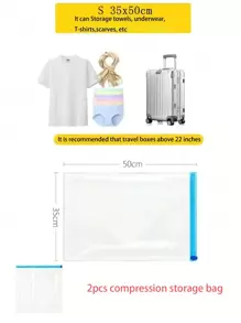 2/4/6/8/10件套装，手工真空压缩袋，真空收纳袋，衣物整理袋，适合旅行、宿舍、学校假期、行李打包、返校季，男女学生必备 - 無色 - 查看 17