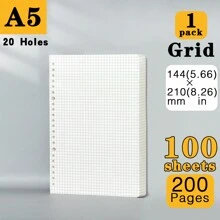 1 Peça, Com Linhas/quadriculado, 200 Páginas, Refil Portátil Destacável Para Caderno, Diário E Organização De Materiais De Escritório E Papelaria, Adequado Para Estudantes