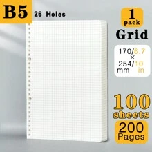 1 Peça, Com Linhas/quadriculado, 200 Páginas, Refil Portátil Destacável Para Caderno, Diário E Organização De Materiais De Escritório E Papelaria, Adequado Para Estudantes