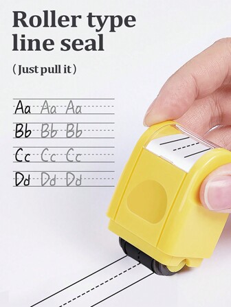 Handwritten Line Practice Seal Stamp Suitable For Kids, Parents, Teachers, Students - Handwriting Practice Tool, Rolling Stamp With Refillable Ink Back To School,Back To School,School Supplies