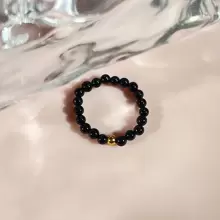 1 Pieza Anillo Elástico Hecho A Mano De 3 Mm De Cuentas De Piedra Natural Con Cuentas De Acero Inoxidable, Accesorio De Joyería Simple Y Elegante Para Uso Diario, Viajes, Festivales