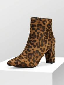 Women's Chunky Heel Ankle Booties Pointed Toe Short Boots Elegant Faux Fur Classic, Cozy & Effortless Zip-On Style - Nhiều màu - Xem 2