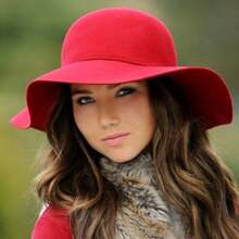 Chapéu Floppy Vermelho de Feltro Feminino com Faixa Laço - Vermelho - Visão 2