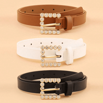 Nyheter Barn' 3 st/set Svart , Vit Och Kamel Strassdekor Bälten
