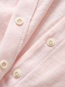 嬰兒女寶寶簡約粉色短袖連體衣 - 淺粉色 - 查看 5