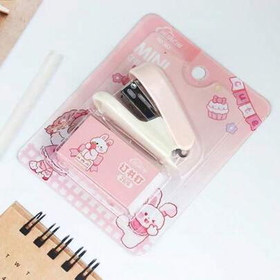 1pc Pink Mini Stapler Set,Back To School Essentials,Creative Gift For Thanksgiving, Christmas, Birthday Halloween Decoration,Back To School,School Supplies