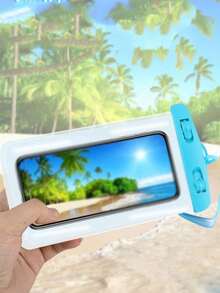 1個防水手機袋,帶吊帶的干袋,適用於郵輪旅遊配件,度假必備品,超級防水透明手機袋,水下拍照包手機防水袋,游泳手機通用觸控式浮潛防水套 - 藍色 - 查看 3