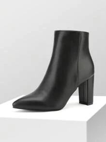 Women's Chunky Heel Ankle Booties Pointed Toe Short Boots Elegant Faux Fur Classic, Cozy & Effortless Zip-On Style - 彩色 - 查看 5