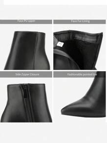 Women's Chunky Heel Ankle Booties Pointed Toe Short Boots Elegant Faux Fur Classic, Cozy & Effortless Zip-On Style - 彩色 - 查看 7