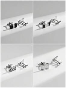 4 Paia Di Gemelli In Rame Smaltato E Lucidato Con Scatola Regalo, Accessorio Di Moda Aziendale Da Uomo