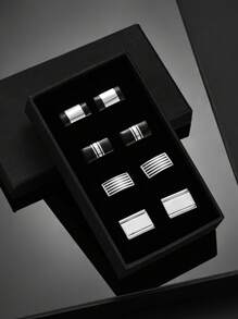 4 Paia Di Gemelli In Rame Smaltato E Lucidato Con Scatola Regalo, Accessorio Di Moda Aziendale Da Uomo