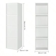 Furchen Estantería Vertical con 4 Cubos, Estantería de Madera, para Salón, Oficina, Dormitorio 30 x 30 x 107 cm