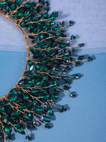 1件水晶发箍公主生日皇冠暗黑正式哥特式头饰新娘水钻婚礼头饰节日派对配饰头饰。情人节配饰 - 綠色 - 查看 4