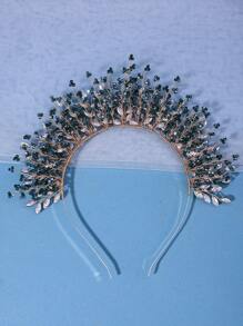 1件水晶发箍公主生日皇冠暗黑正式哥特式头饰新娘水钻婚礼头饰节日派对配饰头饰。情人节配饰 - 綠色 - 查看 6