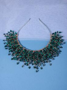 1件水晶发箍公主生日皇冠暗黑正式哥特式头饰新娘水钻婚礼头饰节日派对配饰头饰。情人节配饰 - 綠色 - 查看 3