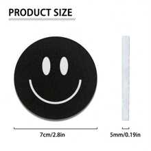 2入組快樂微笑臉吸水汽車杯墊 - 汽車內飾配件,適用於女性和男性,汽車車輛和家用桌面杯墊 - 黑色 - 查看 2