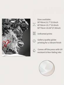 1件大衛雕像裝飾畫,黑白灰工業風客廳壁畫極簡主義藝術品,不含框架 - 黑與白 - 查看 6