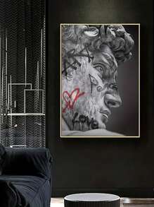 1件大衛雕像裝飾畫,黑白灰工業風客廳壁畫極簡主義藝術品,不含框架 - 黑與白 - 查看 3
