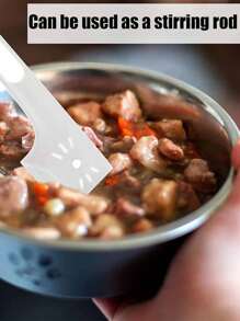 1入寵物湯匙,用於混合和餵食濕食,帶有長柄和開罐器,適用於小型犬和貓,可為寵物提供食物補給 - 灰色 - 查看 2