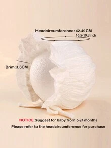 1 件装 6-24 个月女婴/男婴太阳帽，百搭公主风格宽边防紫外线透气轻薄婴儿帽，四季皆宜 - 白色 - 查看 2