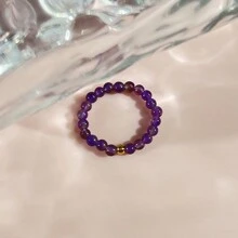 1 Pieza Anillo Elástico Hecho A Mano De 3 Mm De Cuentas De Piedra Natural Con Cuentas De Acero Inoxidable, Accesorio De Joyería Simple Y Elegante Para Uso Diario, Viajes, Festivales