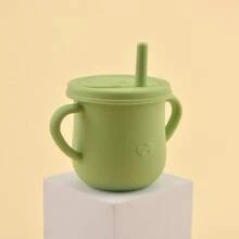 Infant Training Sippy Cup With Soft And Safe Silicone Straw - Olive Green - View 2