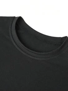 5pcs/Set Tween Boys Black Crew Neck Short Sleeve T-Shirts, Soft & Comfortable Tees Suitable For Casual Daytime And Warm Nights! Kids Graphic Tees - Black - View 5