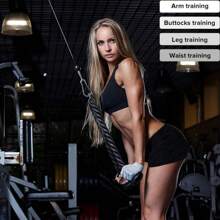 1pc Black Tricep Rope, Cable Attachment For Cable Machine, Pulley System Gym Equipment, Pull Down Exercise Rope - Suitable For Home Gym Use - Black - View 4