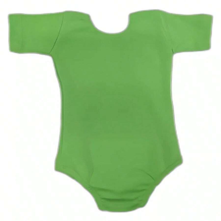 Leotardo Manga Corta Mujer Ballet, Gimnasia y Uso Diario 100% Seamless Sin Costuras Algodón Con Licra - Verde - Ver 1