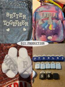 26 English Letters Faux Pearl Rhinestone Patches For Clothes A-Z Alphabet Pearl Rhinestones Applique Sew On/Glue On Patches DIY Name - White - View 1