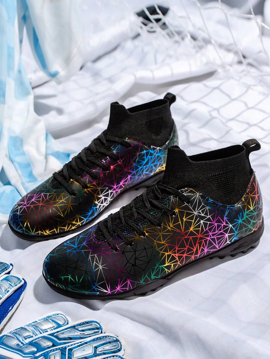 High Top Chuyên nghiệp Giày bóng đá Với Trụ Dành Cho Nam Và Nữ , Ngoài trời Tập huấn Và Cuộc thi Giày thể thao Đối với Nhân tạo Sân cỏ , Chống trượt - màu đen - Xem 1