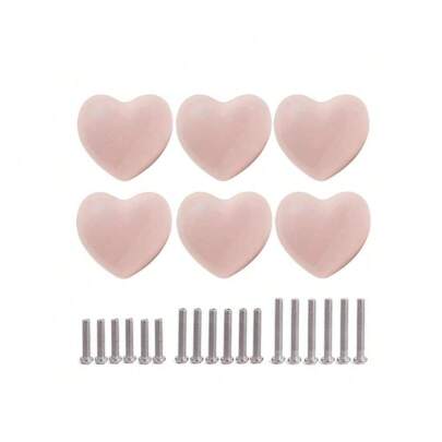 1/3/5/6/7/9/10/11/13/15/18/20pcs Ceramic Drawer Knobs Heart Shape Cabinet Dresser Pulls Handles With 3 Sized Screws, Kitchen Furniture Knobs For Closet Cupboard Wardrobe