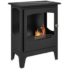 HOMCOM Chimenea de Etanol 7000BTU Chimenea de Bioetanol de Acero con Apagallamas de Acero Inoxidable Tanque de 0.9 L Tiempo de Combustión 3H para Interiores 20-25 m² 39x26x54 cm Negro - Negro - Ver 4