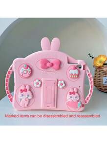 Apple Kids Ipad Case Pink 1pc Rabbit Design Anti-Fall Silicone Case With Holder Compatible With IPad & Compatible With IPad 9th Gen/IPad 10th Generation Kawaii - Pink - View 10