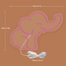 1pc Cute Animals Elephant LED Neon Light Sign With Acrylic Back Panel Neon Sign USB Powered Dimmer Switch For Home Children Bedroom Study Room Zoo Bar Club Pub Party Wall Art Decor Hanging Light Up LED Neon Sign Light - Pink - View 2