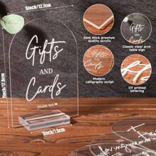 4pcs/Set Clear Acrylic Wedding Signs (5x7 Inch), Including Welcome Sign, Gift Table Sign, Guest Book Sign And Entrance Sign With Stands, For Wedding Ceremony And Reception - Transparent - View 2